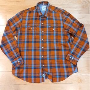 Tommy Bahama Island Zone Orange Plaid Long Sleeve Tencel Lyocell Button-Down XL